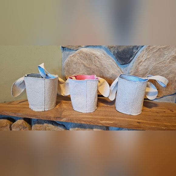 LOT Of 3 Canvas Easter Baskets 1 Pink & 2 Blue Can Be Monogrammed & Embroidered - Picture 3 of 9